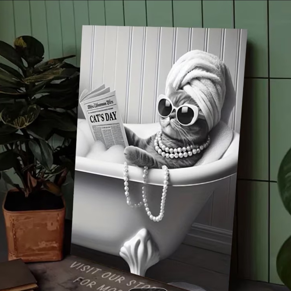 Chic Cat Bathtub Art Print - Picture 3 of 5